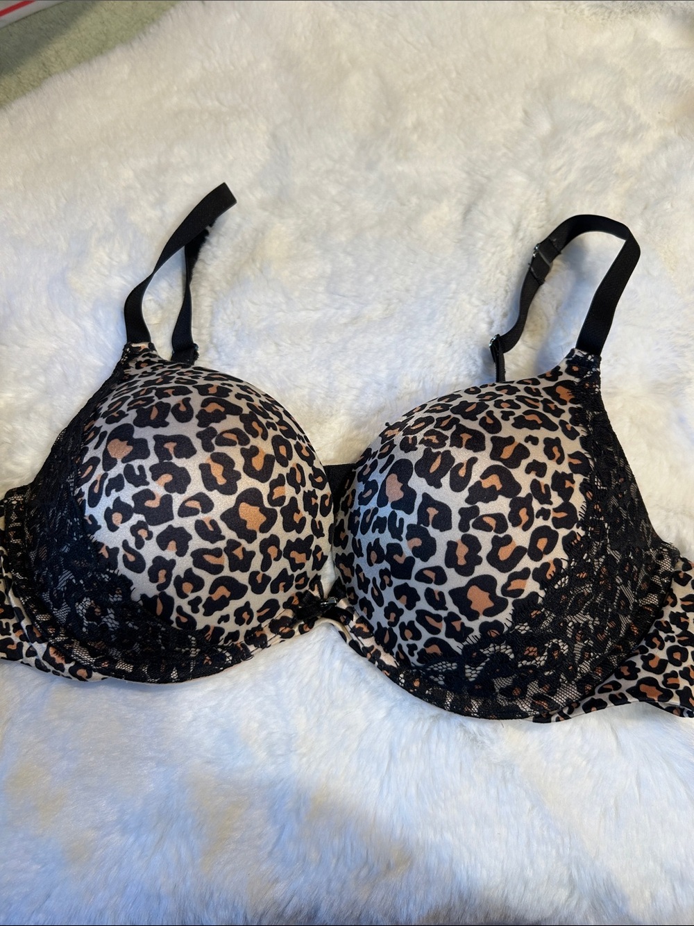 Frederick's of Hollywood Leopard Print Push-Up Bra in Black and Tan